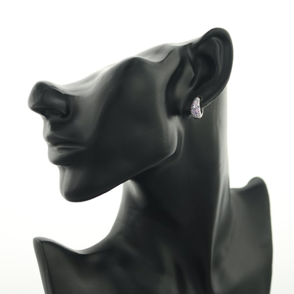 ポンテヴェキオ ピアス サファイア 0.58ct ダイヤ  パヴェ フープ 片耳 K18WG 
