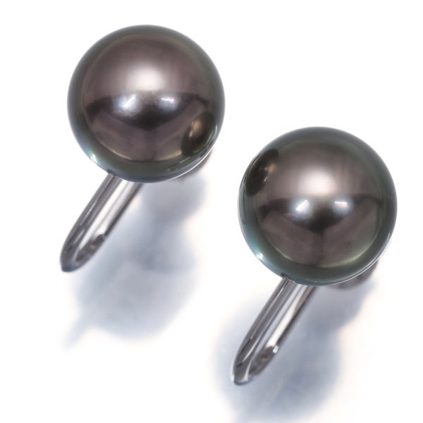 ミキモト イヤリング 黒蝶真珠 9.5mm  一粒 K18WG 
