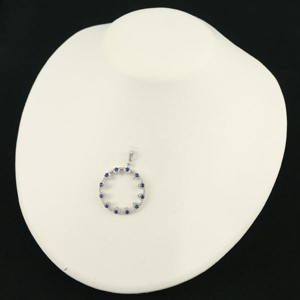 サファイア 0.618ct ダイヤ 0.803ct サークル  ペンダントトップ K18WG ソーティング