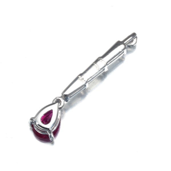 ルビー 0.51ct ダイヤ 0.23ct ペアシェイプ 揺れる ペンダントトップ K18WG 