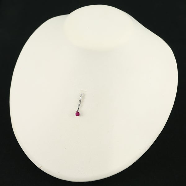 ルビー 0.51ct ダイヤ 0.23ct ペアシェイプ 揺れる ペンダントトップ K18WG 