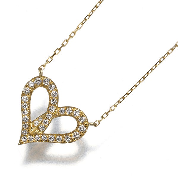 アーカー ネックレス ダイヤ 0.16ct フィルージュハート ミディ フル  K18YG 箱