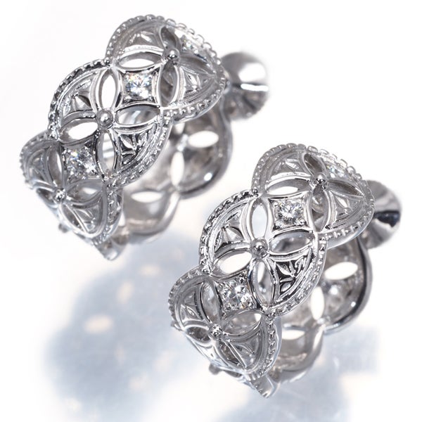 ミキモト イヤリング ダイヤ 0.05ct/0.05ct  透かし K18WG 