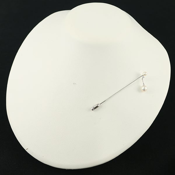 ミキモト ブローチ パール アコヤ真珠 4.6mm/7.1mm ダイヤ  揺れる ラペルピン K14WG/合金 
