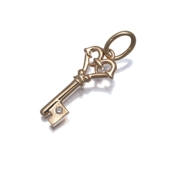 アガット ペンダントトップ ダイヤ 0.01ct  鍵 K10YG 