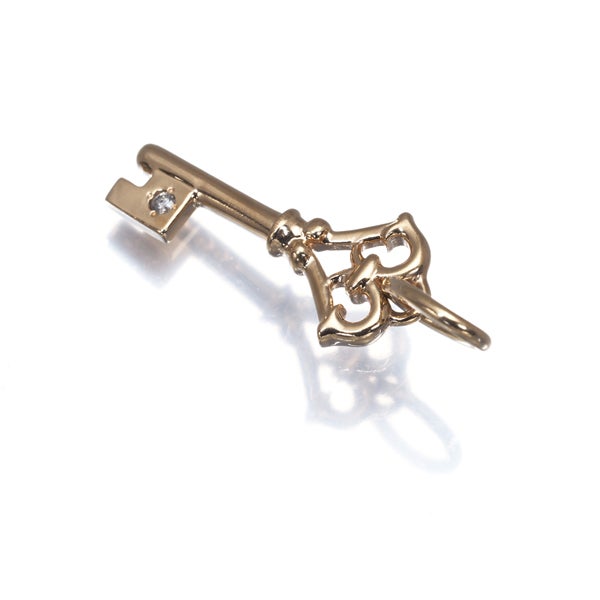 アガット ペンダントトップ ダイヤ 0.01ct  鍵 K10YG 