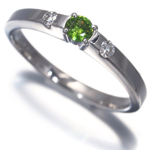 デマントイドガーネット 0.16ct  ダイヤ 0.08ct   リング K18WG 