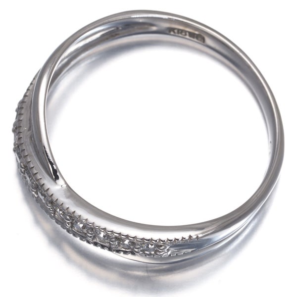 ダイヤ 0.17ct ミルグレイン クロスライン リング K18WG 