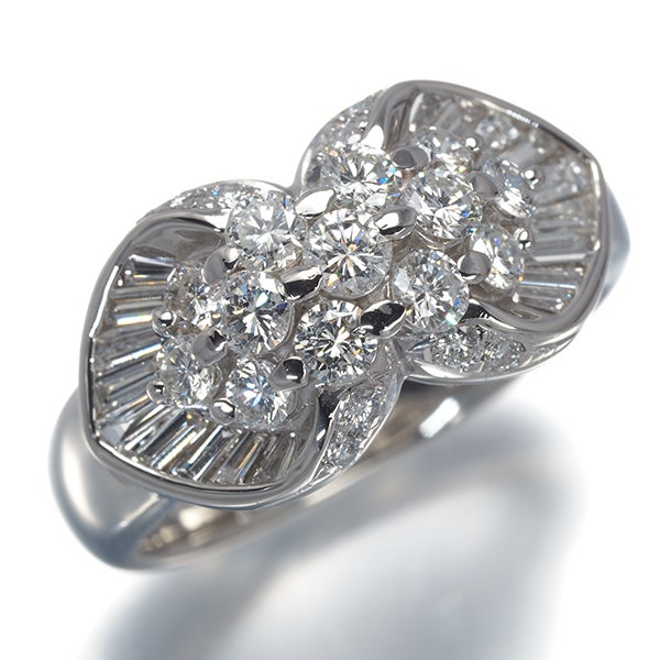 ダイヤ 1.02ct パヴェ 2種カット リング Pt900 