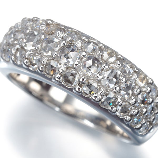 ローズカットダイヤ 1.00ct パヴェ  リング K18WG 