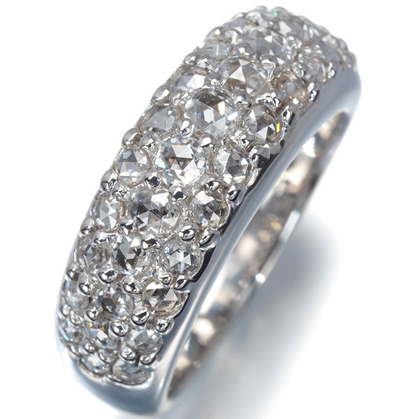 ローズカットダイヤ 1.00ct パヴェ  リング K18WG 