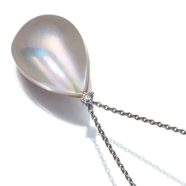 タサキ ネックレス パール マベ真珠  ダイヤ 0.03ct  ドロップ K18WG 
