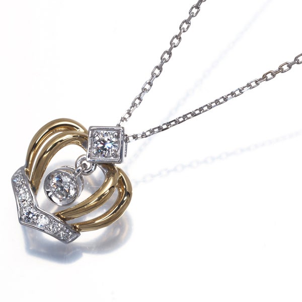 モニッケンダム ネックレス ダイヤ 0.21ct  コンビカラー クラウン K18YG/WG 