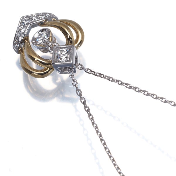 モニッケンダム ネックレス ダイヤ 0.21ct  コンビカラー クラウン K18YG/WG 