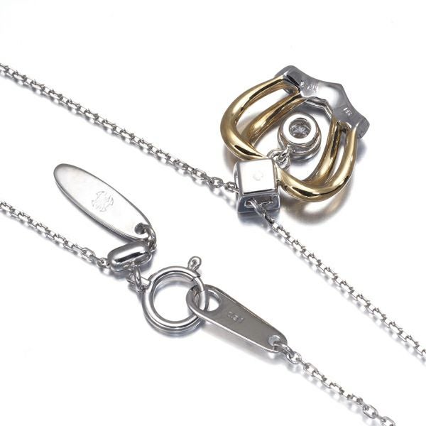 モニッケンダム ネックレス ダイヤ 0.21ct  コンビカラー クラウン K18YG/WG 