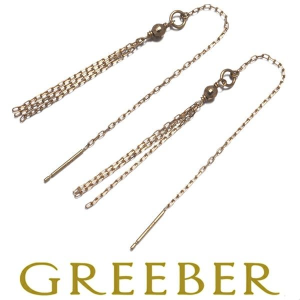 アガット ピアス   アメリカン チェーン フリンジ K10YG 