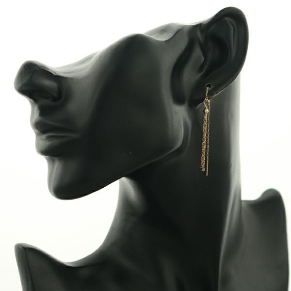 アガット ピアス   アメリカン チェーン フリンジ K10YG 