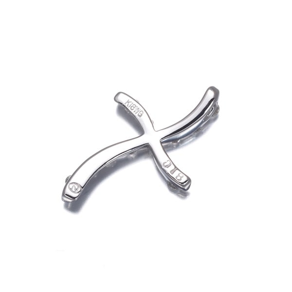 ダイヤ 0.18ct ウェーブ クロス   ペンダントトップ K18WG 