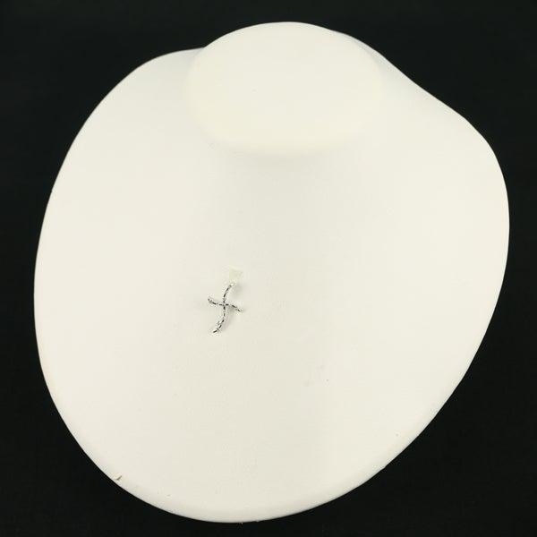 ダイヤ 0.18ct ウェーブ クロス   ペンダントトップ K18WG 