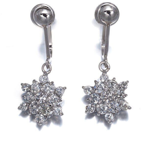 ダイヤ 0.54ct/0.54ct スノーフレーク 揺れる  イヤリング Pt850 