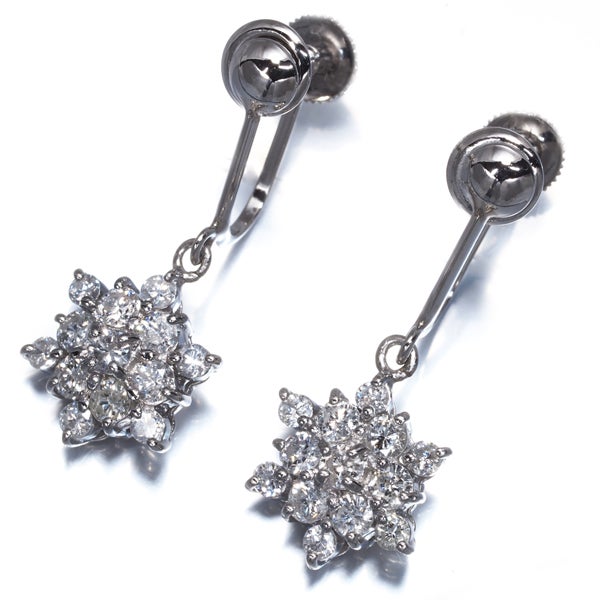 ダイヤ 0.54ct/0.54ct スノーフレーク 揺れる  イヤリング Pt850 