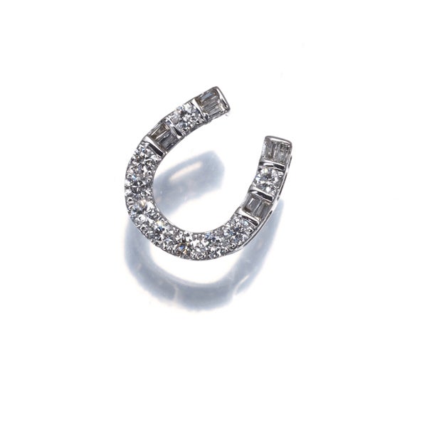 ダイヤ 0.25ct テーパー 2種カット ホースシュー  ペンダントトップ K18WG 