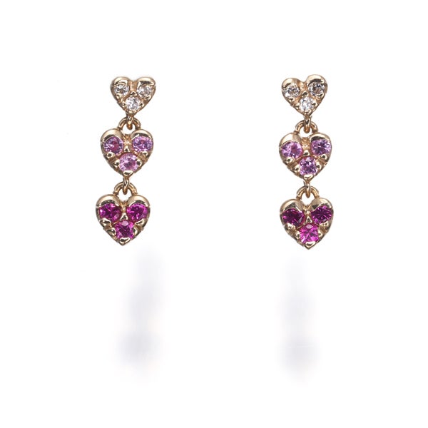 ポンテヴェキオ ピアス ルビー 0.08ct サファイア 0.07ct ダイヤ 0.03ct ハート K18PG 
