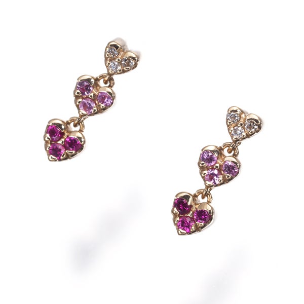 ポンテヴェキオ ピアス ルビー 0.08ct サファイア 0.07ct ダイヤ 0.03ct ハート K18PG 