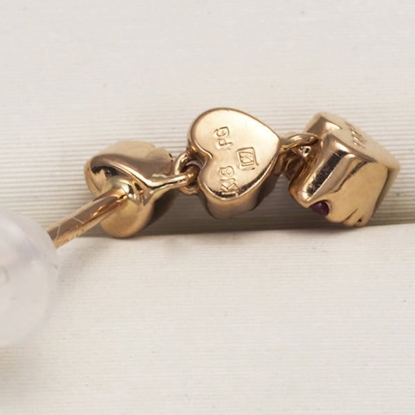 ポンテヴェキオ ピアス ルビー 0.08ct サファイア 0.07ct ダイヤ 0.03ct ハート K18PG 