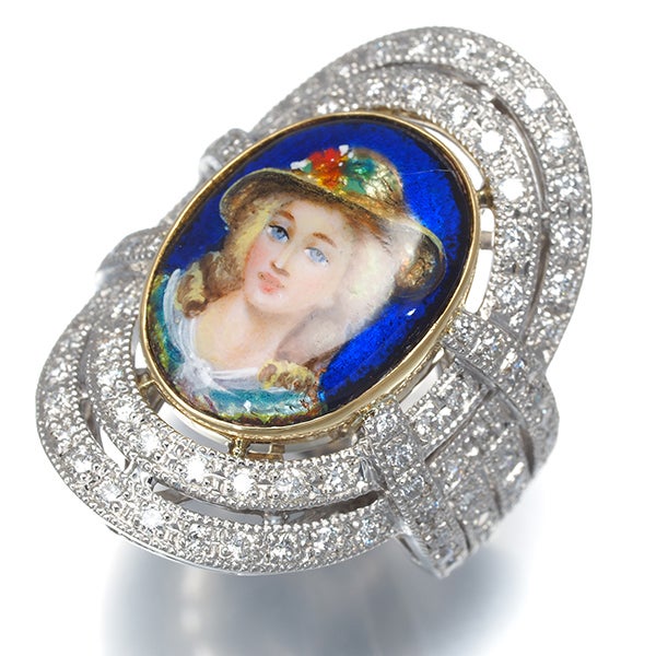 ラメルヴェイユ リング ダイヤ 1.030ct エマイユ 11.5号 Pt900/K18YG/エナメル 鑑/保