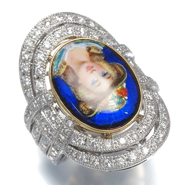 ラメルヴェイユ リング ダイヤ 1.030ct エマイユ 11.5号 Pt900/K18YG/エナメル 鑑/保