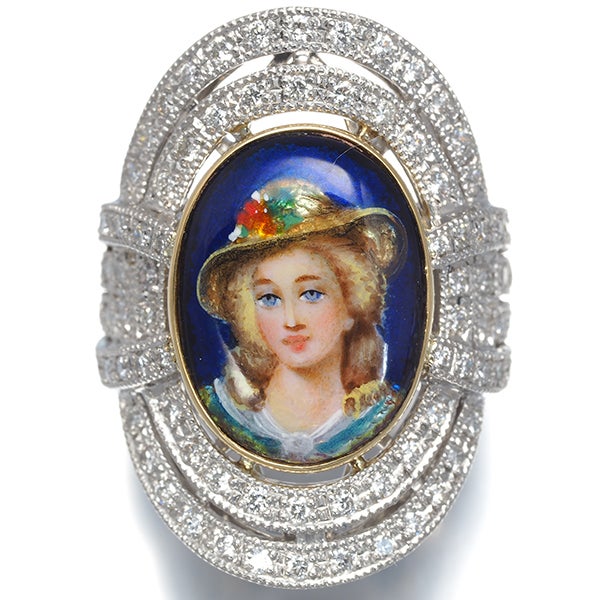 ラメルヴェイユ リング ダイヤ 1.030ct エマイユ 11.5号 Pt900/K18YG/エナメル 鑑/保