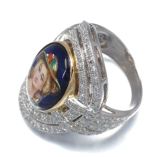 ラメルヴェイユ リング ダイヤ 1.030ct エマイユ 11.5号 Pt900/K18YG/エナメル 鑑/保