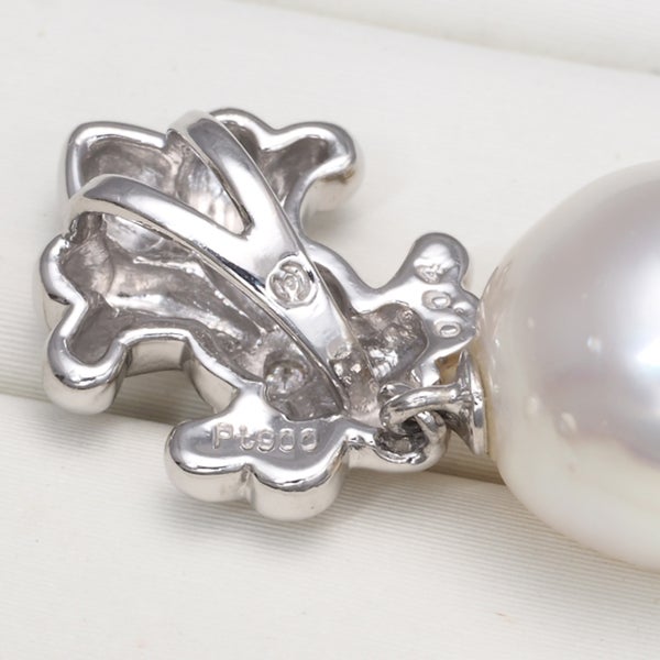 タサキ ペンダントトップ パール 白蝶真珠 10.9-12.0mm  ダイヤ 0.04ct   Pt900 保証書