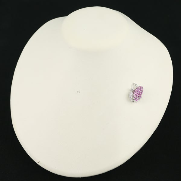 ルビー 0.991ct  ダイヤ 0.13ct パヴェ 蝶 アニマル  ブローチ K18WG 