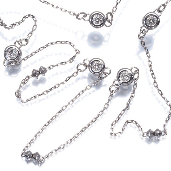 ダイヤ 0.25ct ステーション カットボール ネックレス K18WG 