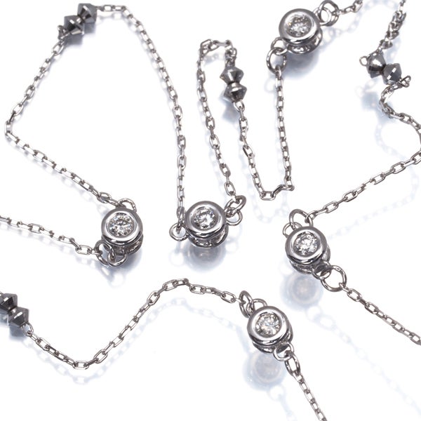 ダイヤ 0.25ct ステーション カットボール ネックレス K18WG 
