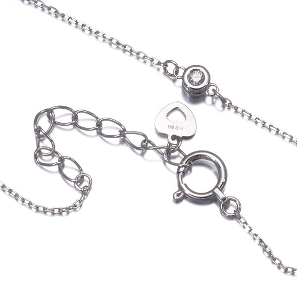 ダイヤ 0.25ct ステーション カットボール ネックレス K18WG 