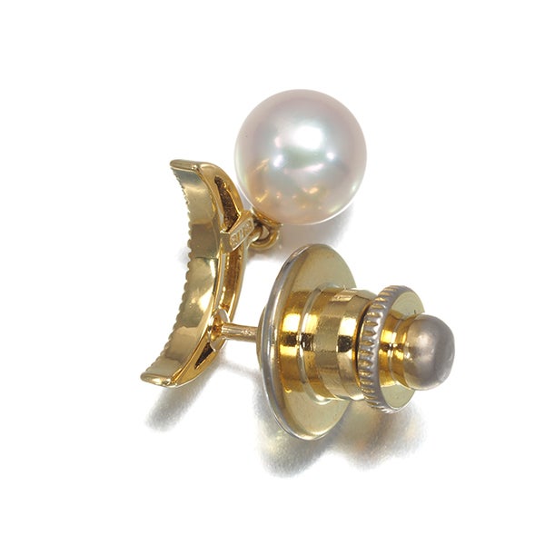 ミキモト ブローチ パール アコヤ真珠 7.0mm ダイヤ  ムーン ミルグレイン K18YG/合金 