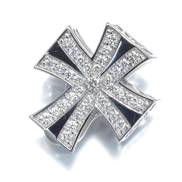 ゆきざき ペンダントトップ ダイヤ 0.65ct ダブルトップ クロス K18WG 