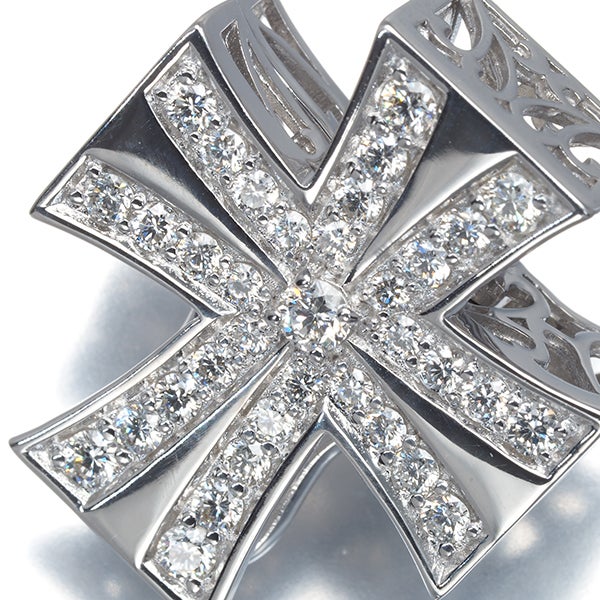 ゆきざき ペンダントトップ ダイヤ 0.65ct ダブルトップ クロス K18WG 
