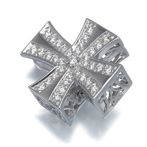 ゆきざき ペンダントトップ ダイヤ 0.65ct ダブルトップ クロス K18WG 