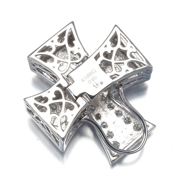 ゆきざき ペンダントトップ ダイヤ 0.65ct ダブルトップ クロス K18WG 
