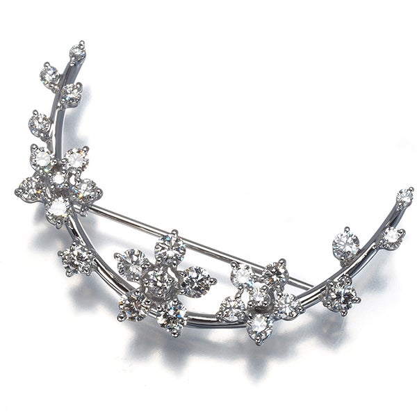 タサキ ブローチ ダイヤ 1.53ct  フラワー K18WG 