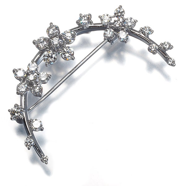 タサキ ブローチ ダイヤ 1.53ct  フラワー K18WG 