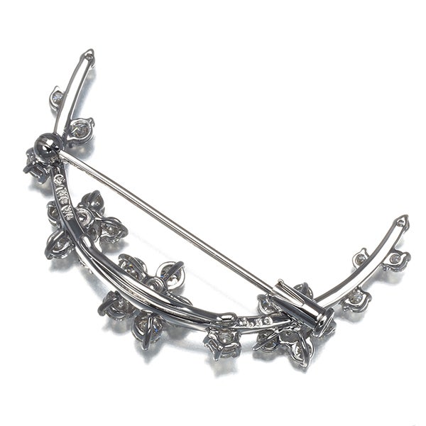 タサキ ブローチ ダイヤ 1.53ct  フラワー K18WG 