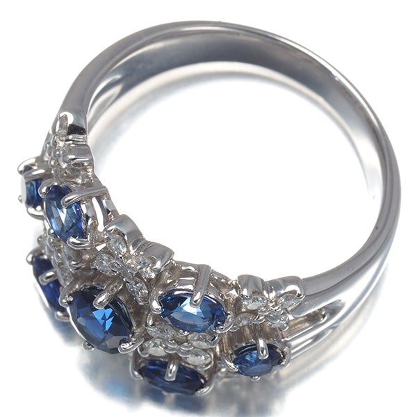 タサキ リング サファイア 1.87ct  ダイヤ 0.40ct  フラワー 16.5号 K18WG 
