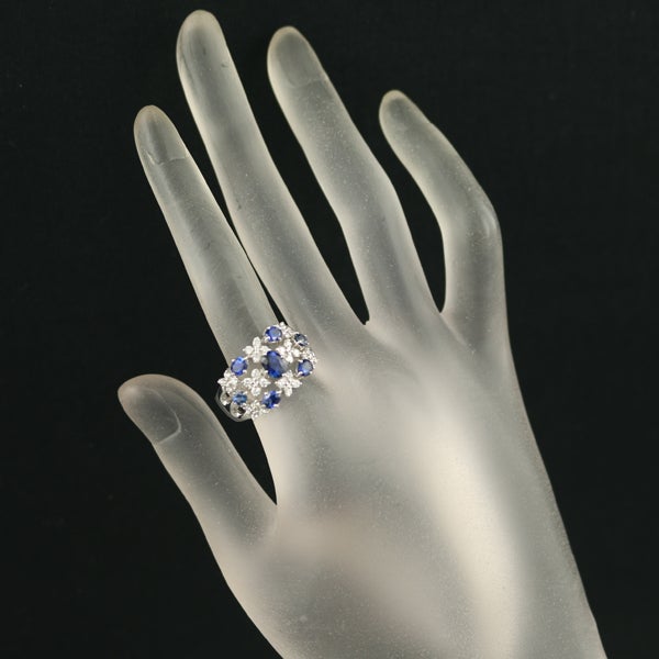 タサキ リング サファイア 1.87ct  ダイヤ 0.40ct  フラワー 16.5号 K18WG 