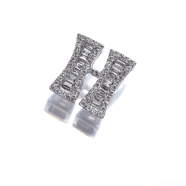 ダイヤ 0.30ct 2種カット イニシャル アルファベット H  ペンダントトップ K18WG 
