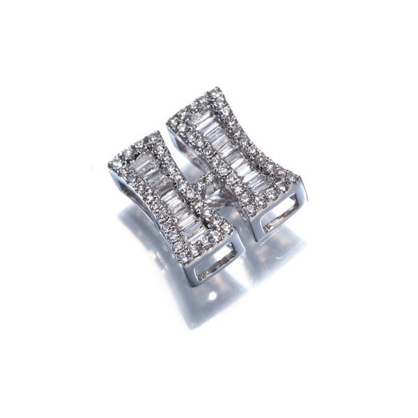 ダイヤ 0.30ct 2種カット イニシャル アルファベット H  ペンダントトップ K18WG 
